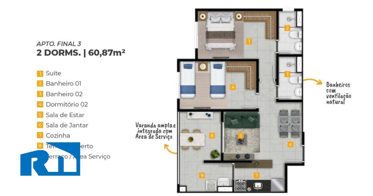 Apartamento à venda com 2 quartos, 62m² - Foto 8